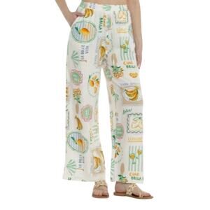 New Label of Love Limone graphic print Linen Blend Palazzo pants size Large